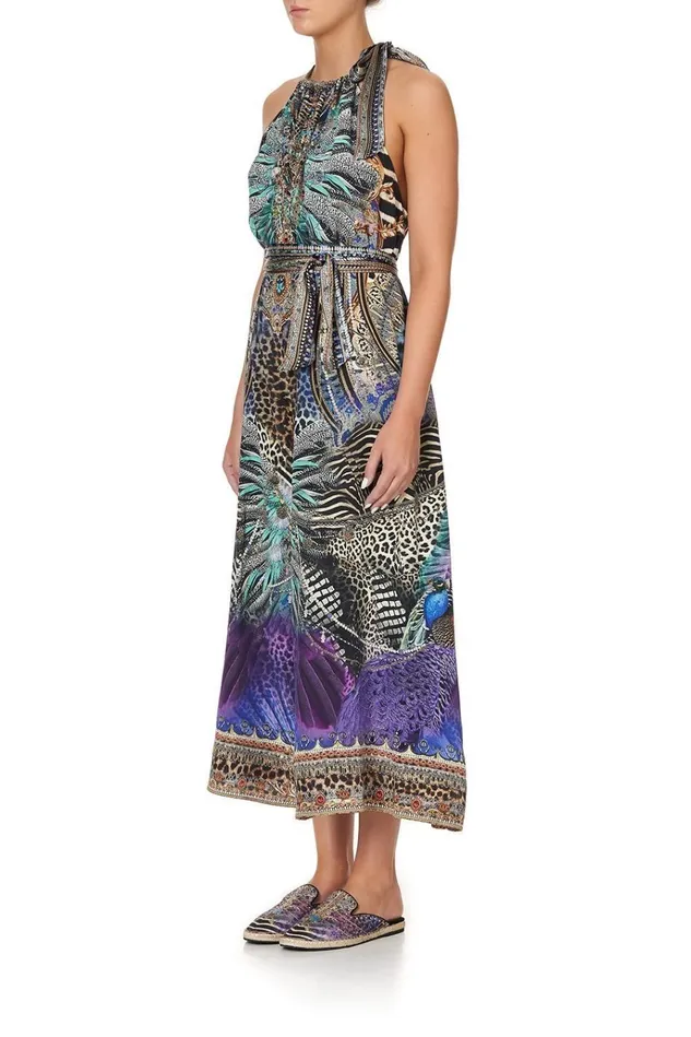Camilla Playsuits and Jumpsuits Women Drawstring Neck Jumpsuit Animal Army