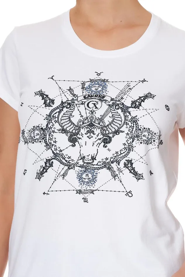 Camilla Tees Women Curved Hem Fitted Tee Taurus