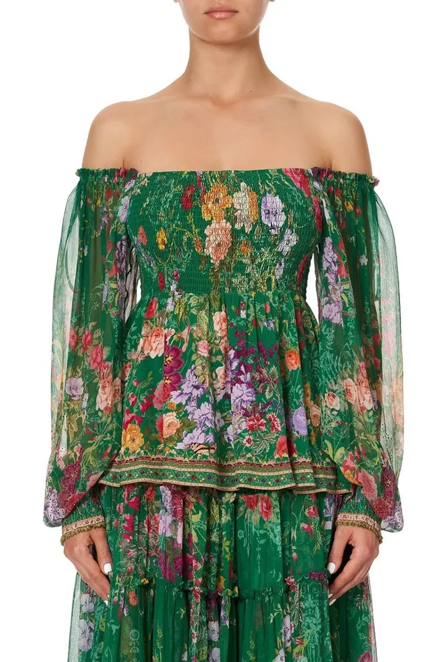 Camilla Tops Women Shirred Bodice Blouse Diaries From A Villa