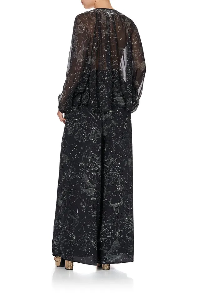 Camilla Tops Women Tie Front High Low Hem Blouse Moon Set