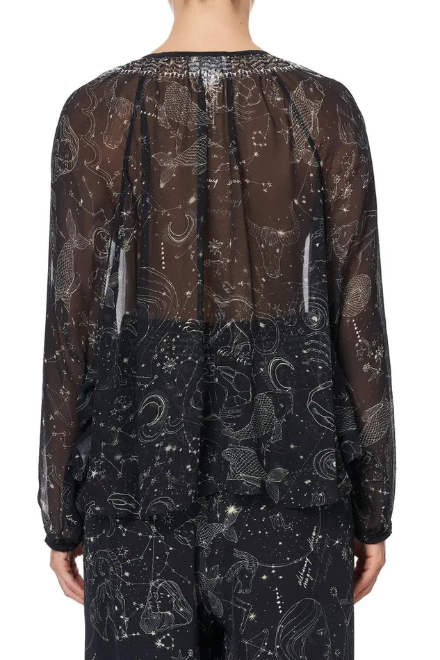 Camilla Tops Women Tie Front High Low Hem Blouse Moon Set