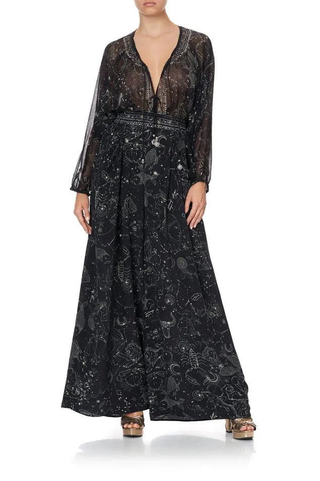 Camilla Trousers and Leggings Women Wide Leg Pant With Gathered Pockets Moon Set Camilla Trousers and Leggings Women Wide Leg Pant With Gathered Pockets Moon Set