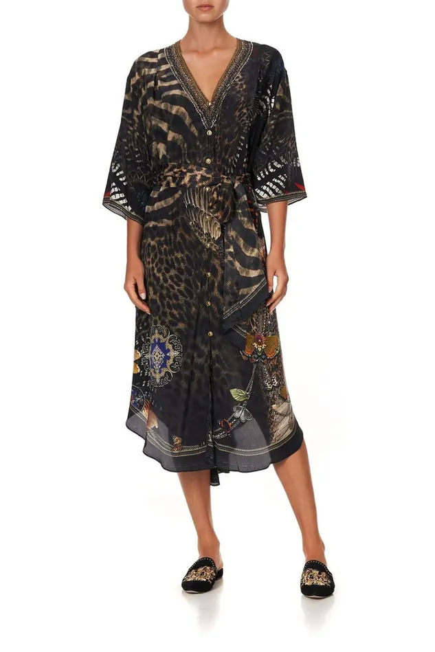 Camilla Wedding Guest Dresses Women Loose Button Through Dress Treasure Chaser