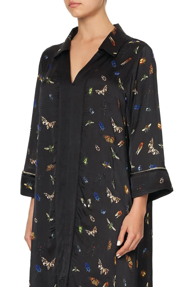 Camilla Wedding Guest Dresses Women Loose Shirt Dress With Centre Front Split Love Bug