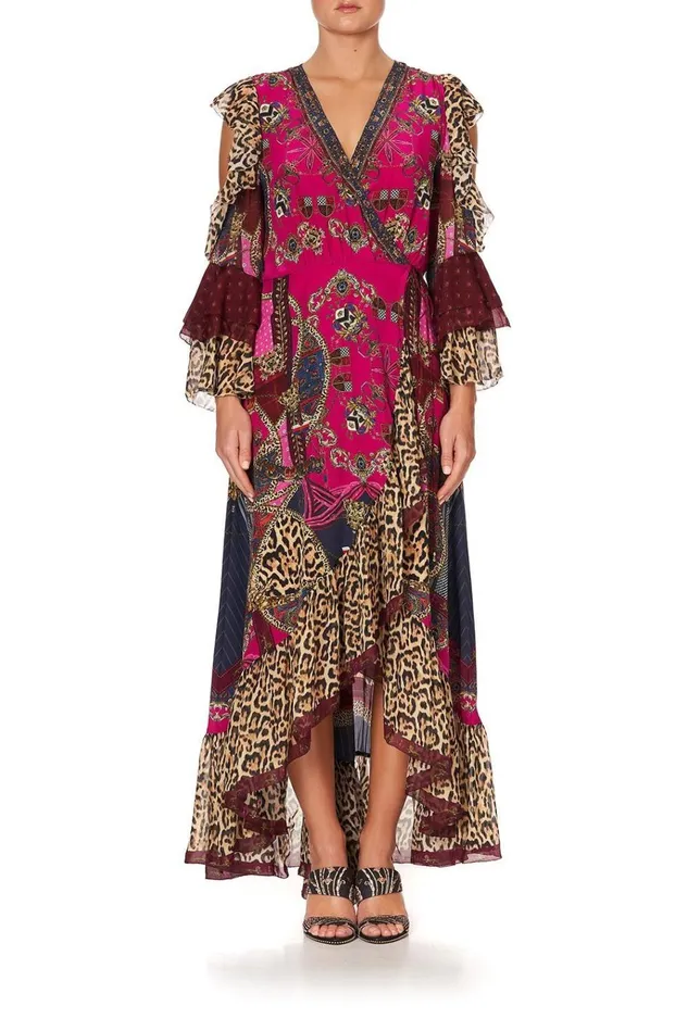 Camilla Wedding Guest Dresses Women Ruffle Sleeve Wrap Dress Dining Hall Darling