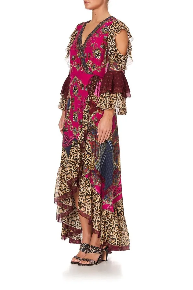 Camilla Wedding Guest Dresses Women Ruffle Sleeve Wrap Dress Dining Hall Darling