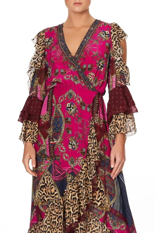Camilla Wedding Guest Dresses Women Ruffle Sleeve Wrap Dress Dining Hall Darling