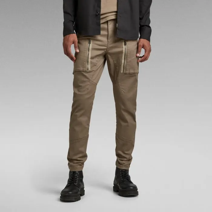 Cargos and Chinos Men GStar RAW Zip Pocket 3D Skinny Cargo Pants Deep Walnut