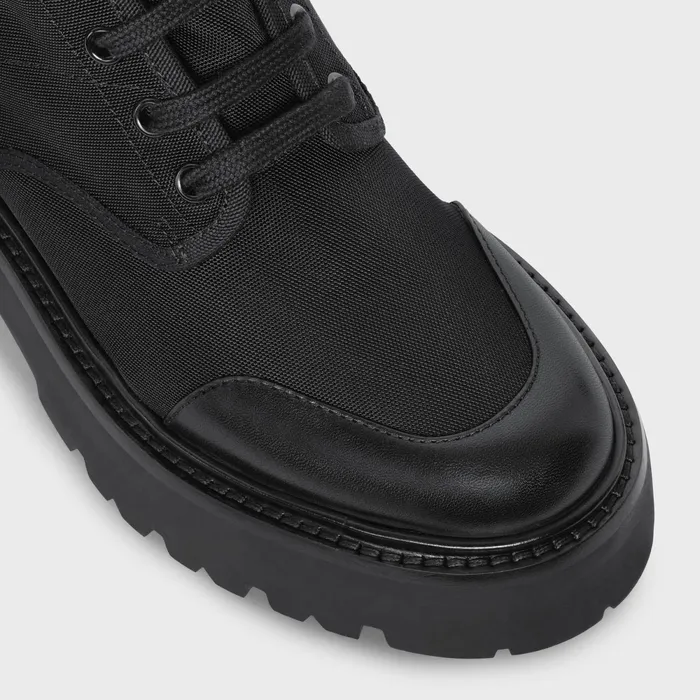 Celine Bulky Laced Up Boot In Nylon And Shiny Bull Black Women CELINE BOOTS AND ANKLE BOOTS