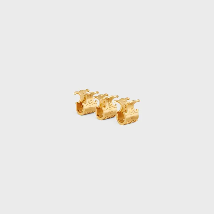 Celine Hair Accessories Set Of 3 Mini Triomphe Claws In Brass With Gold Finish And Steel Gold Women CELINE HAIR ACCESSORIES Celine Hair Accessories Set Of 3 Mini Triomphe Claws In Brass With Gold Finish And Steel Gold Women CELINE HAIR ACCESSORIES