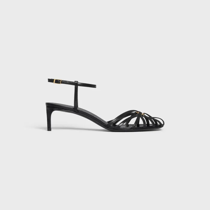Celine Triomphe Sandal In Lambskin Black Women CELINE SANDALS