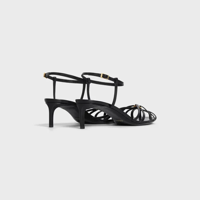 Celine Triomphe Sandal In Lambskin Black Women CELINE SANDALS