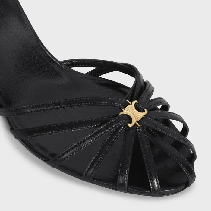 Celine Triomphe Sandal In Lambskin Black Women CELINE SANDALS