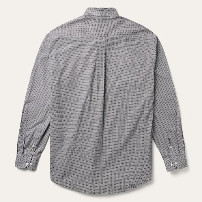 Classic Cut Men Stetson Grey Geo Print Button Front Shirt Grey