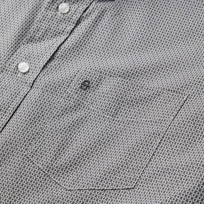 Classic Cut Men Stetson Grey Geo Print Button Front Shirt Grey