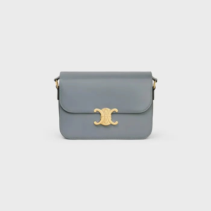 Classique Triomphe Bag In Shiny Calfskin Blue Grey Women CELINE TRIOMPHE