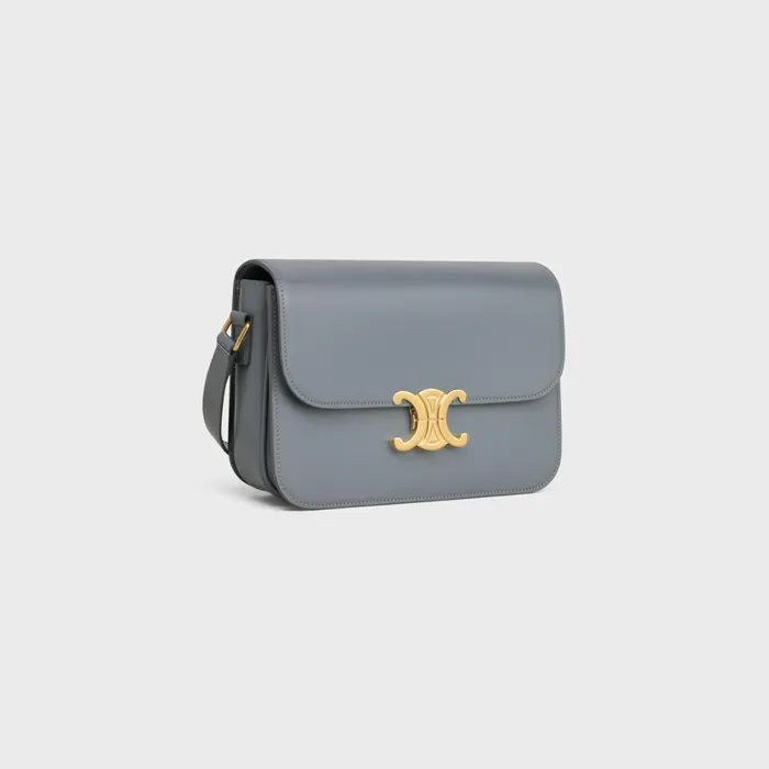 Classique Triomphe Bag In Shiny Calfskin Blue Grey Women CELINE TRIOMPHE Classique Triomphe Bag In Shiny Calfskin Blue Grey Women CELINE TRIOMPHE