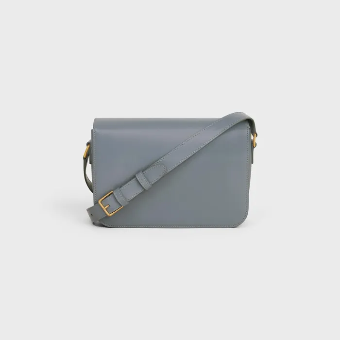 Classique Triomphe Bag In Shiny Calfskin Blue Grey Women CELINE TRIOMPHE Classique Triomphe Bag In Shiny Calfskin Blue Grey Women CELINE TRIOMPHE