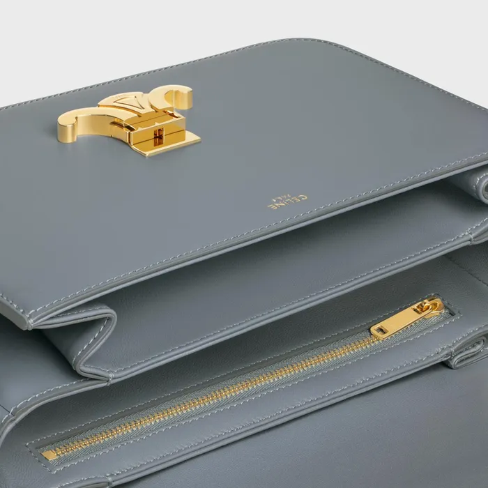 Classique Triomphe Bag In Shiny Calfskin Blue Grey Women CELINE TRIOMPHE Classique Triomphe Bag In Shiny Calfskin Blue Grey Women CELINE TRIOMPHE