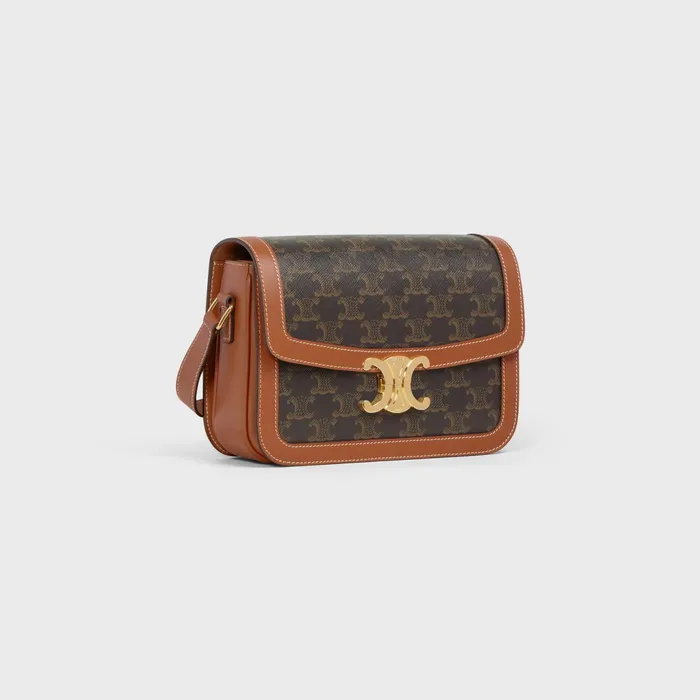 Classique Triomphe Bag In Triomphe Canvas And Calfskin Tan Women CELINE TRIOMPHE Classique Triomphe Bag In Triomphe Canvas And Calfskin Tan Women CELINE TRIOMPHE