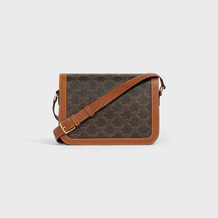 Classique Triomphe Bag In Triomphe Canvas And Calfskin Tan Women CELINE TRIOMPHE Classique Triomphe Bag In Triomphe Canvas And Calfskin Tan Women CELINE TRIOMPHE