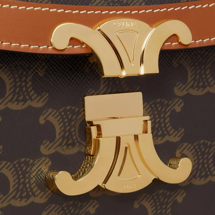 Classique Triomphe Bag In Triomphe Canvas And Calfskin Tan Women CELINE TRIOMPHE Classique Triomphe Bag In Triomphe Canvas And Calfskin Tan Women CELINE TRIOMPHE