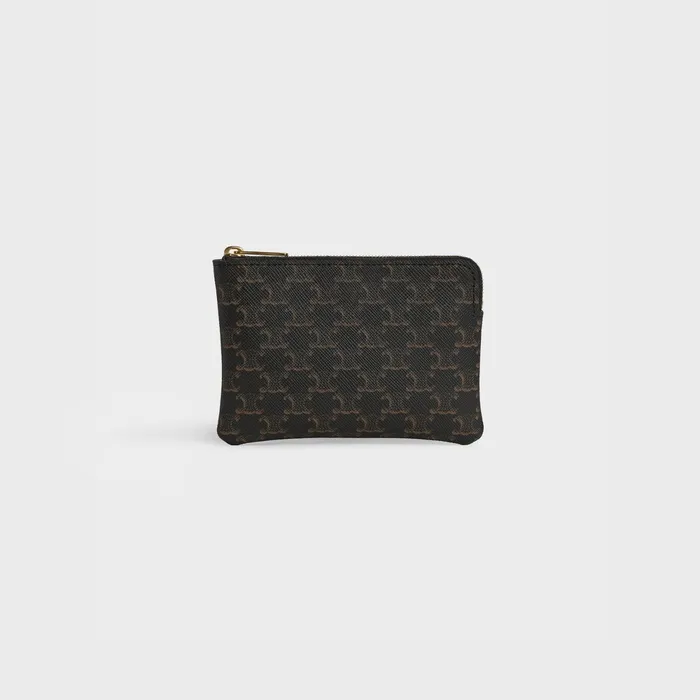 Coin And Card Pouch In Triomphe Canvas Black Women CELINE CARD HOLDERS