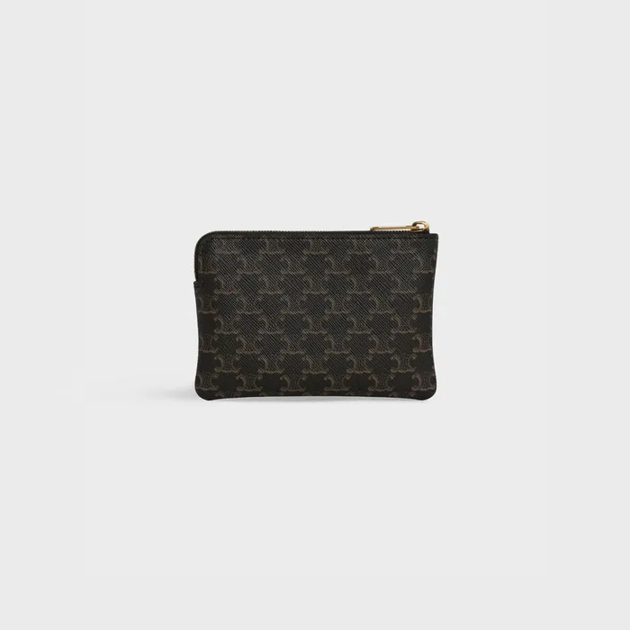 Coin And Card Pouch In Triomphe Canvas Black Women CELINE CARD HOLDERS Coin And Card Pouch In Triomphe Canvas Black Women CELINE CARD HOLDERS