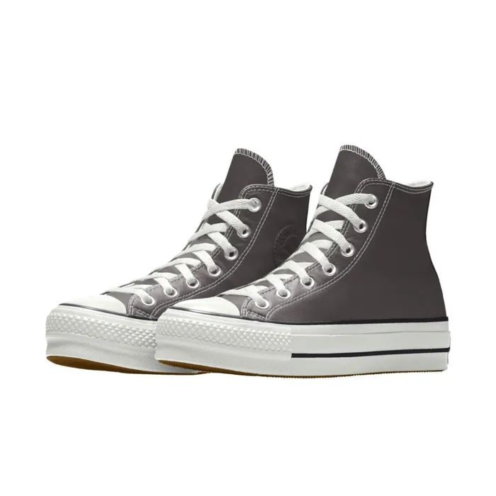 Converse Platforms Custom Chuck Taylor All Star Lift Platform Leather By You Coffee Nut 8211 MenWomen