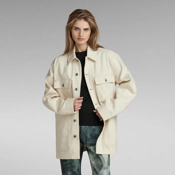 Denim Jackets MenWomen GStar RAW Unisex Chore Evergreen Jacket Ecru