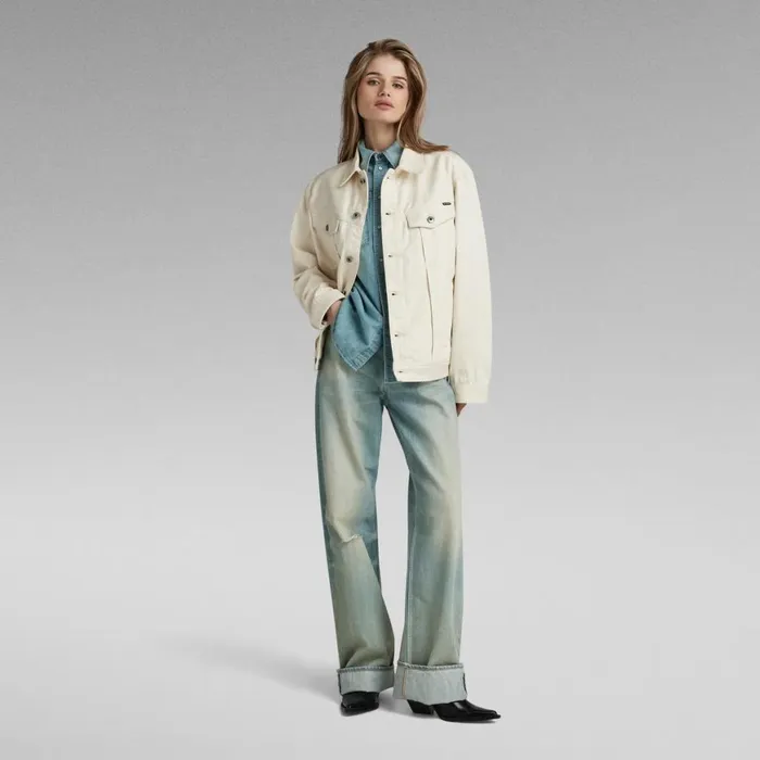 Denim Jackets Women GStar RAW Oversized Western Jacket Evergreen Ecru