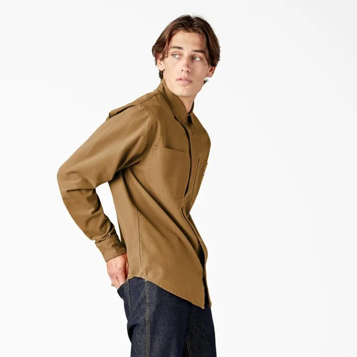 Dickies Button Up Duck Canvas Long Sleeve Utility Shirt Stonewashed Brown Duck Stonewashed Brown Duck sbd 8211 Men Dickies Button Up Duck Canvas Long Sleeve Utility Shirt Stonewashed Brown Duck Stonewashed Brown Duck sbd 8211 Men
