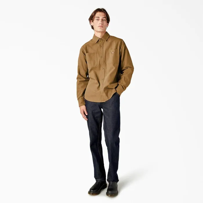 Dickies Button Up Duck Canvas Long Sleeve Utility Shirt Stonewashed Brown Duck Stonewashed Brown Duck sbd 8211 Men Dickies Button Up Duck Canvas Long Sleeve Utility Shirt Stonewashed Brown Duck Stonewashed Brown Duck sbd 8211 Men