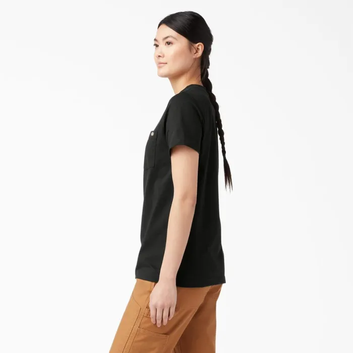 Dickies Hi Vis Women039s Heavyweight Short Sleeve Pocket TShirt Black Black bk 8211 Women