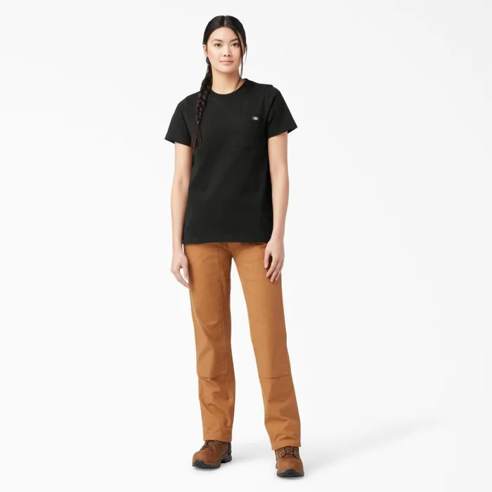 Dickies Hi Vis Women039s Heavyweight Short Sleeve Pocket TShirt Black Black bk 8211 Women
