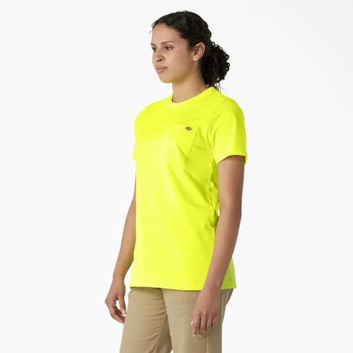 Dickies Hi Vis Women039s Heavyweight Short Sleeve Pocket TShirt Bright Yellow Bright Yellow bwd 8211 Women