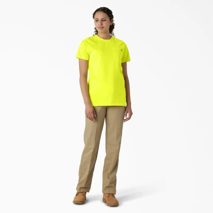 Dickies Hi Vis Women039s Heavyweight Short Sleeve Pocket TShirt Bright Yellow Bright Yellow bwd 8211 Women