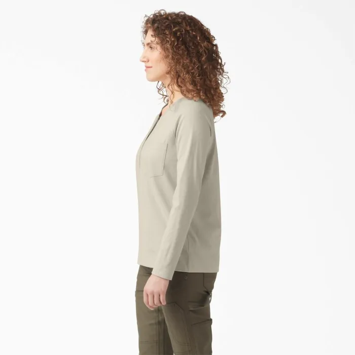 Dickies Long Sleeve TShirts Women039s Heavyweight Henley Oatmeal Oatmeal ot9 8211 Women