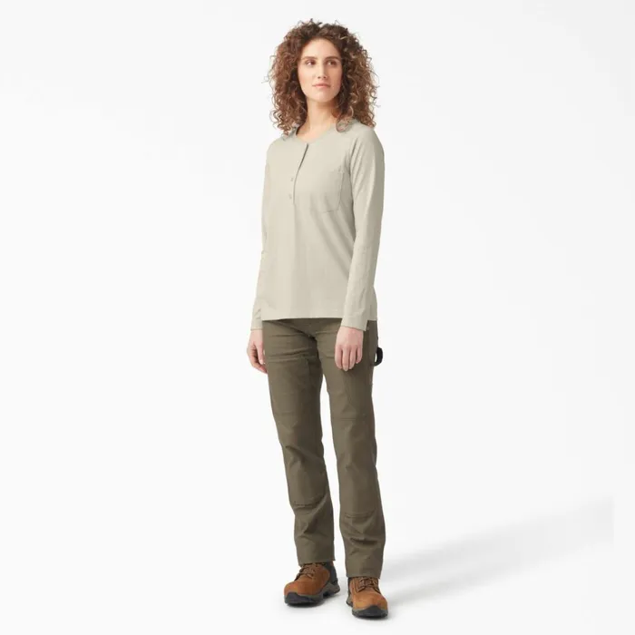 Dickies Long Sleeve TShirts Women039s Heavyweight Henley Oatmeal Oatmeal ot9 8211 Women