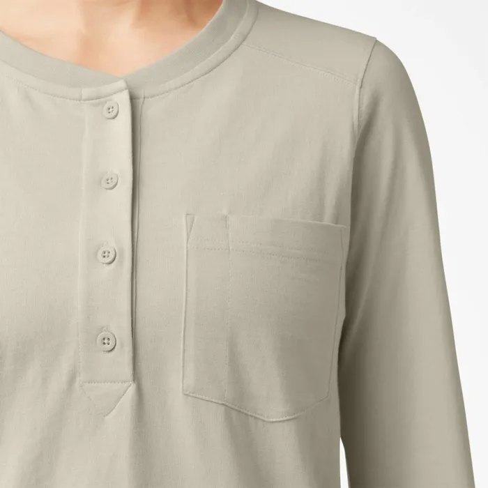 Dickies Long Sleeve TShirts Women039s Heavyweight Henley Oatmeal Oatmeal ot9 8211 Women