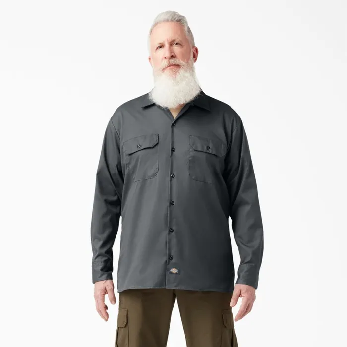 Dickies Long Sleeve Work Shirts Relaxed Fit Long Sleeve Work Shirt Charcoal Gray Charcoal Gray ch 8211 Men