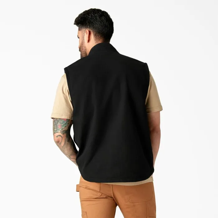 Dickies Vests Duck Canvas High Pile Fleece Lined Vest Rinsed Black Rinsed Black rbkx 8211 Men
