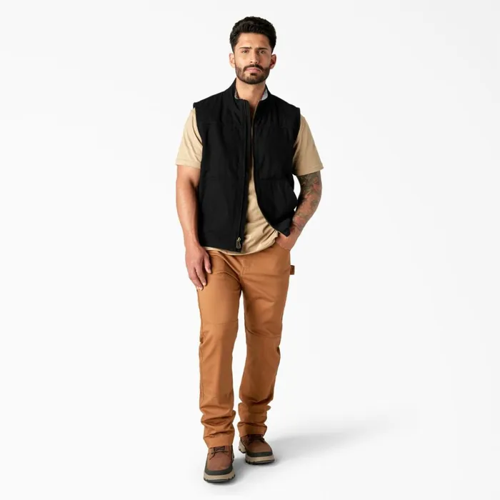 Dickies Vests Duck Canvas High Pile Fleece Lined Vest Rinsed Black Rinsed Black rbkx 8211 Men