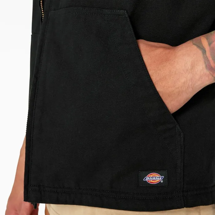 Dickies Vests Duck Canvas High Pile Fleece Lined Vest Rinsed Black Rinsed Black rbkx 8211 Men