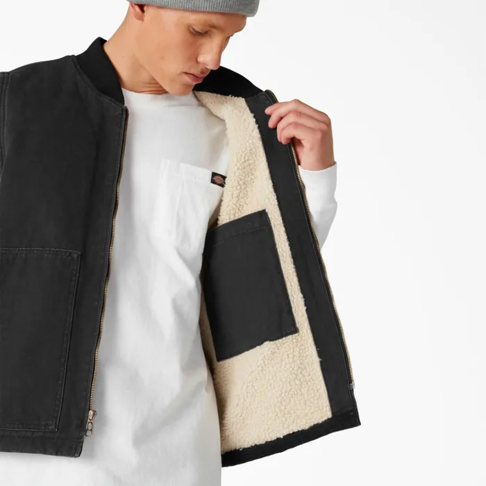 Dickies Vests Stonewashed Duck High Pile Fleece Lined Vest Stonewashed Black Stonewashed Black sbk 8211 Men Dickies Vests Stonewashed Duck High Pile Fleece Lined Vest Stonewashed Black Stonewashed Black sbk 8211 Men