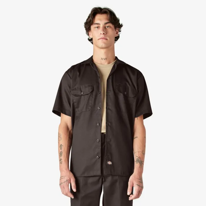 Dickies Work Shirts Short Sleeve Work Shirt Dark Brown Dark Brown db 8211 Men