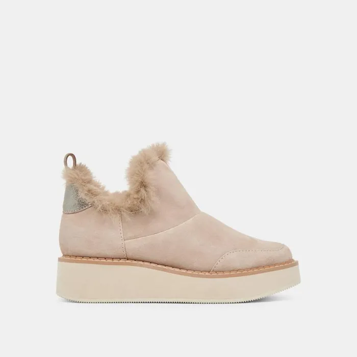 Dolce Vita Ardy Plush H2O Booties Taupe Suede Women Boots and Booties