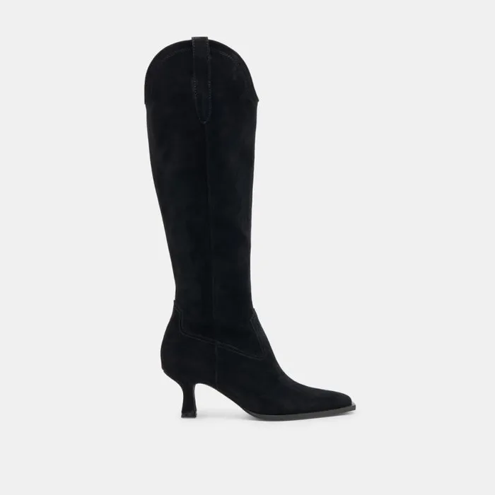 Dolce Vita Ariana Wide Calf Boots Onyx Suede Women Boots and Booties