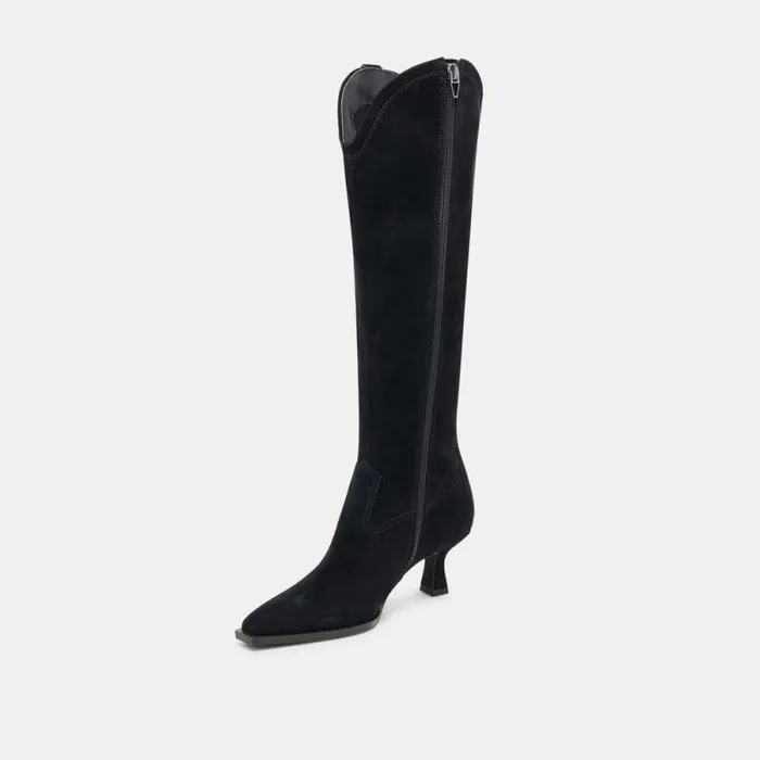 Dolce Vita Ariana Wide Calf Boots Onyx Suede Women Boots and Booties