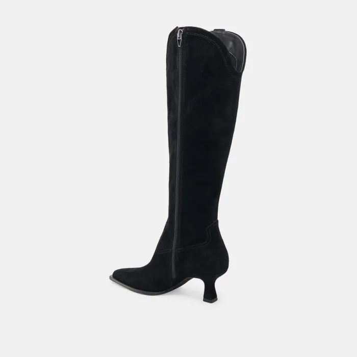 Dolce Vita Ariana Wide Calf Boots Onyx Suede Women Boots and Booties